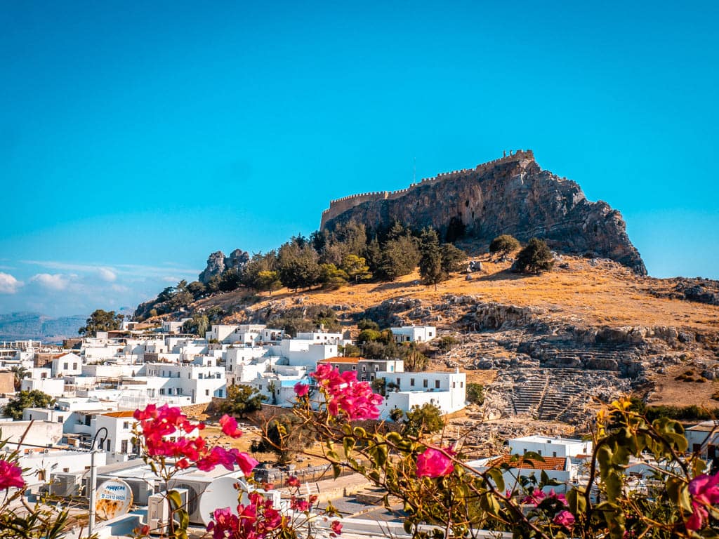 Acropolis of Lindos - ancient archaeological site located in the village of Lindos on Rhodes Island, Greece
