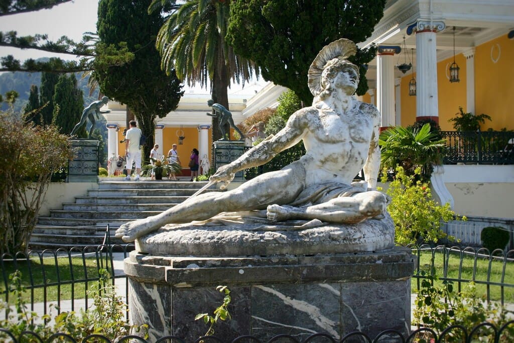 Corfu Things to do and see_Achilles statue at the Achilleion Palace Corfu Island Greece
