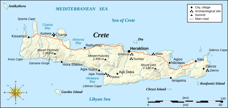 Mapa de Creta (Copyright Creative Commons)