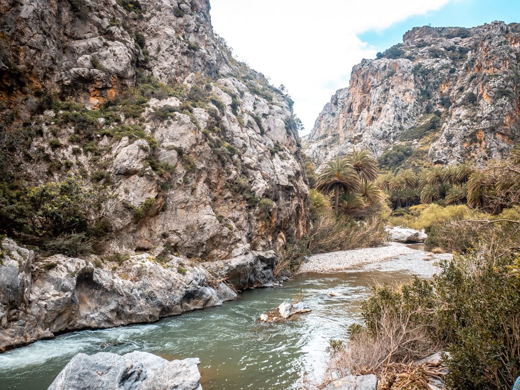 Kourtaliotiko kloof wandelen Kreta wandelroute eindigt bij Preveli palmbos