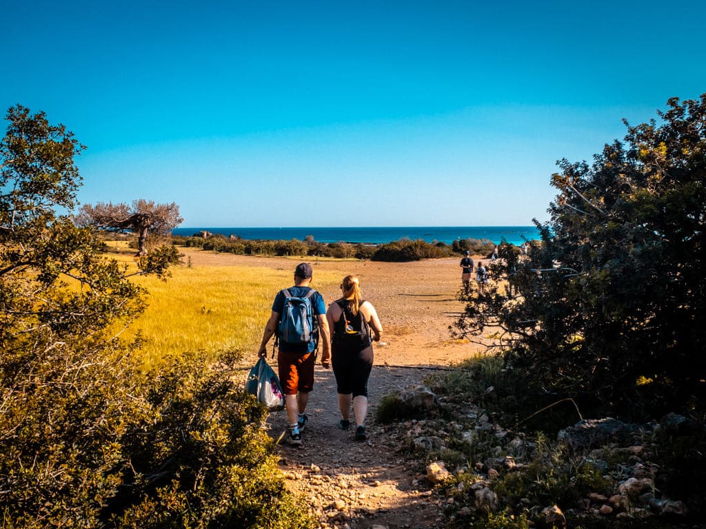 Acceso a la playa de Elafonisi