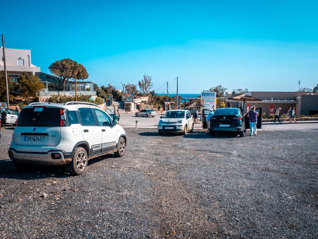 Aparcamiento de la playa de Elafonisi