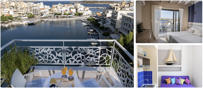 Emerald Lake Studios Agios Nikoalos med rum med utsikt över Voulisma-sjön