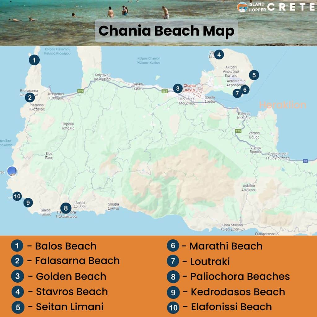 Chania Stränder Karta